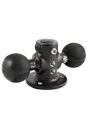 2.5 Inch Diameter Base with Two 1.5 Inch Balls (Optional Third Ball), 5/8" Dia Open Hole and Locking Knob