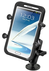 2.5 Inch Round Base with Standard Sized Arm & RAM-HOL-UN10BU  Large X-Grip Phone Holder (Fits Device Width 1.75" to 4.5")