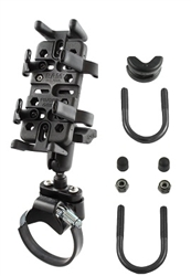 ATV/UTV Strap or U-Bolt Base (U-Bolt Fits .5 to 1.25" Dia., Strap Base Fits 1.57 to 3.15" Dia.), Standard Arm & RAM-HOL-UN4U Univ. Finger Gripping Cradle (Fits Device Width 1.25" to 3.5" Including GPS, eTrex, 2 Way Radios, Smartphones with Cover/Case)