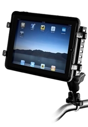 Handlebar Mount with Zinc U-Bolt (Fits .5 to 1.25 Dia.), Std. Sized Length Arm and RAM-234-6U Tough Tray II Holder for Apple iPad & Med. Sized Electronic Devices (Fits iPad with Case/Cover & Various Tablets, Netbooks)