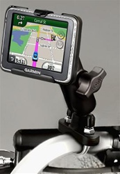 Handlebar Mount with Zinc U-Bolt (Fits .5 to 1.25 Dia.), Standard Sized Length Arm & Garmin RAM-HOL-GA42U Holder for Selected nuvi 2200, 2250, 2250LT Series