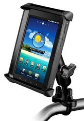 Handlebar Mount with Zinc U-Bolt (Fits .5 to 1.25 Dia.), Std. Sized Length Arm RAM-HOL-TAB-SMU SMALL Universal Tablet Cradle fits MOST 7" Screens WITH or WITHOUT Case