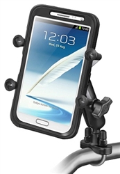 Handlebar Mount with STAINLESS Steel U-Bolt (Fits .5 to 1.25 Dia. Handlebar Rail), Standard Sized Length Arm and RAM-HOL-UN10BU  Large X-Grip Phone Holder (Fits Device Width 1.75