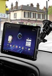 Single 3.25" Dia. Suction Cup Base with Twist Lock, Aluminum Standard Length Sized Arm and RAM-HOL-TAB6U for iPad Air (Fits w/o Case), Motorola XOOM & Samsung GALAXY Tab 10.1 2014 Edition Tablet Cradle (Fits with or w/o Case)