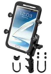 Brake/Clutch Assembly Mount or U-Bolt Handlebar Mount with Standard Sized Arm and RAM-HOL-UN10BU  Large X-Grip Phone Holder (Fits Device Width 1.75