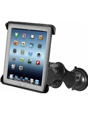 Dual 3.25" Dia. Suction Cup Base with Twist Lock, Aluminum Standard Length Sized Arm and RAM-HOL-TAB3U Universal Cradle for Tablets WITH or WITHOUT Case/Cover/Skin Including: Apple iPad 4, iPad 3, iPad HD, iPad 2, iPad, Google Nexus 10