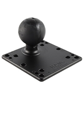 4.75 Inch Square VESA 75/100mm Compatible Plate (No Shoulder Washer Inserts) with Aluminum Post and 2.25 Inch Dia. Rubber Ball