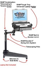 Toyota: Tundra (2012-2013), Camry (2006-2011), Corolla (2003-2008) Matrix (2003-2008) and Pontiac Vibe (2003-2008) Laptop Mount System