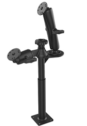 9 Inch Lower Tele-Pole, 8 Inch Upper Tele-Pole with Flange, Articulating Single Swing Arm and Round Plate Mount