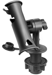 RAM-TUBE Jr. Fishing Rod Holder with Standard 4 Inch Length Post Spline and Round Flush Mounting Base