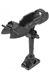 RAM-ROD HD Fishing Rod Holder with 6 Inch Spline Post and Combination Bulkhead/Flat Surface Base with Plunger