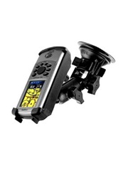 Single 3.25" Dia. Base with Twist Lock, Plastic Dual Pivot Arm and Garmin RAM-HOL-GA14U Holder (Selected GPSMAP 76(C,CS,CSX) and 96(C) Series)